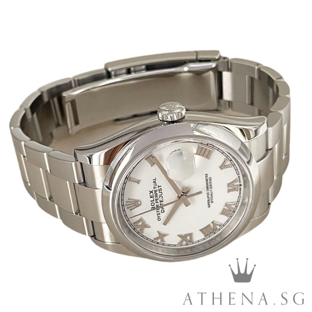 ROLEX MENS OYSTER PERPETUAL DATEJUST 36MM "AN" SERIES "WHITE ROMAN DIAL" WITH BOX & CERT DATED (02/2025) (STILL UNDER AGENT WARRANTY) 126200 - Image 2