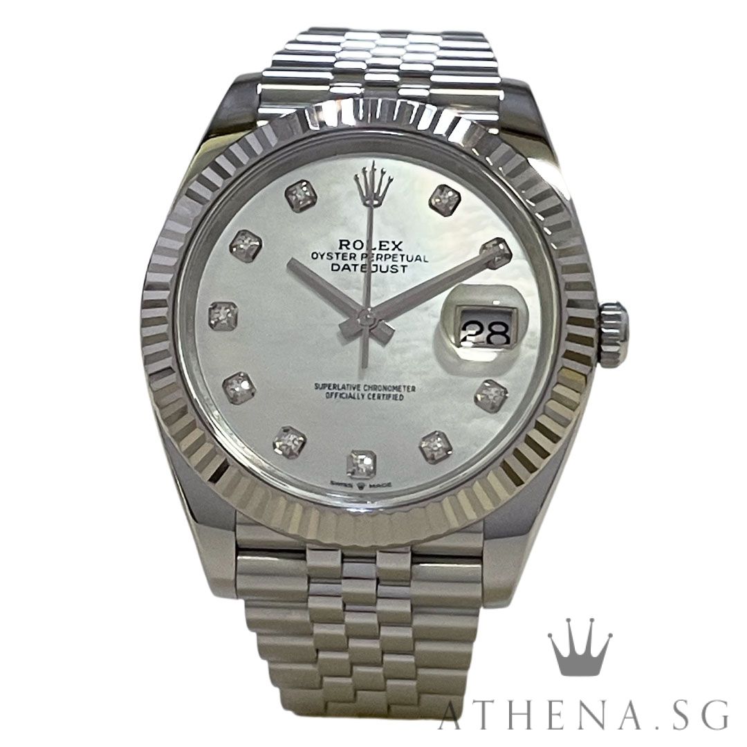 ROLEX MENS OYSTER PERPETUAL DATEJUST 41 "AN" SERIES "MOP DIAMOND DIAL" WITH BOX & CERT DATED (07/2020) 126334