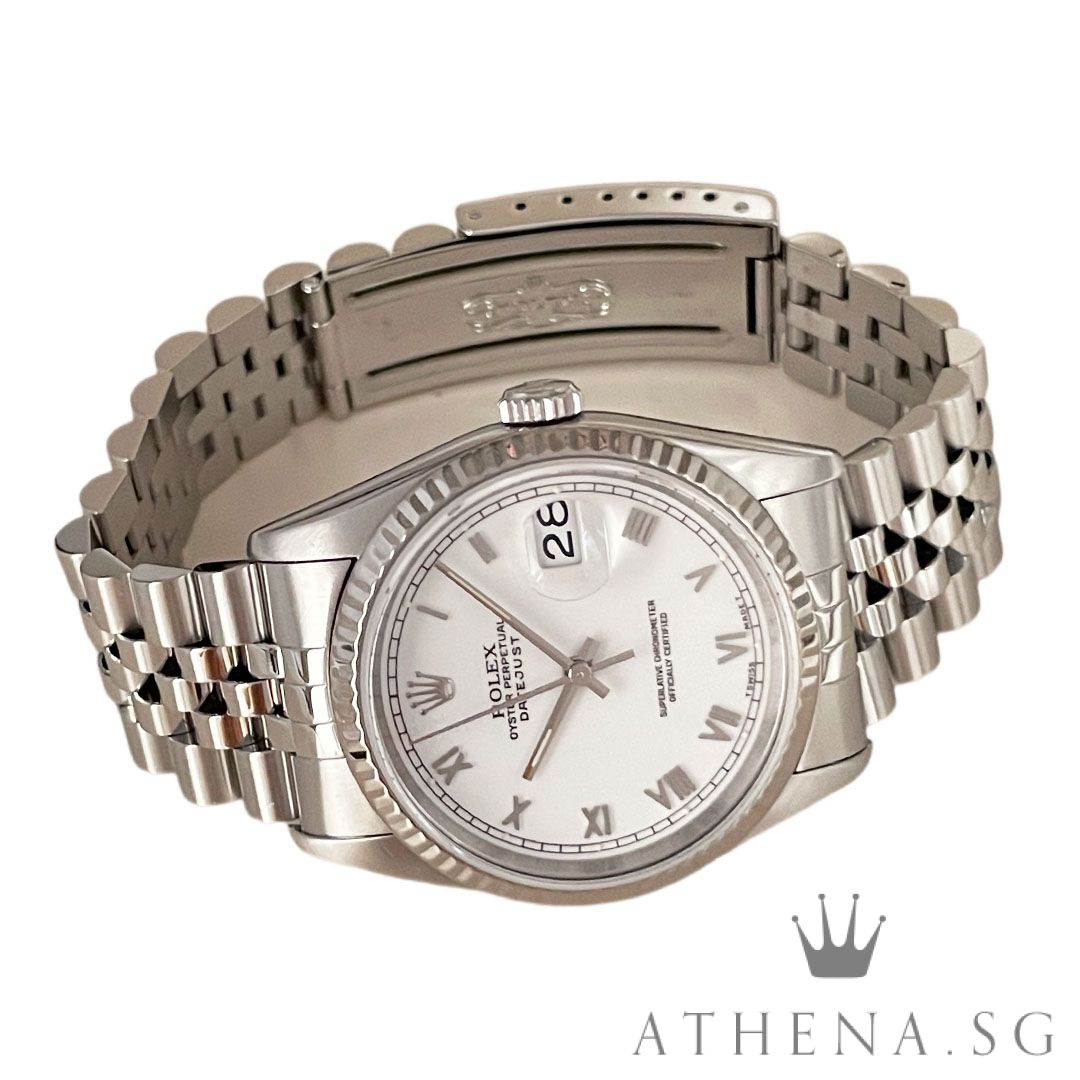 ROLEX MENS OYSTER PERPETUAL DATEJUST 36MM "S" SERIES "WHITE ROMAN DIAL" (WATCH ONLY) 16234 - Image 2