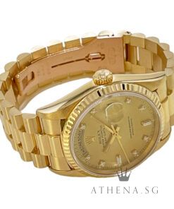 Alternative view of ROLEX 18K YELLOW GOLD OYSTER PERPETUAL DAY-DATE "S" SERIES "CHAMPAGNE DIAMOND DIAL" (WATCH ONLY) 18238