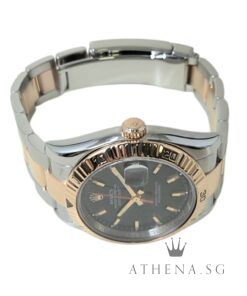 Alternative view of ROLEX 18K HALF ROSE GOLD OYSTER PERPETUAL DATEJUST TURN-O-GRAPH "BLACK INDEX" "F" SERIES WITH BOX & CERT (UNDATED) 116261