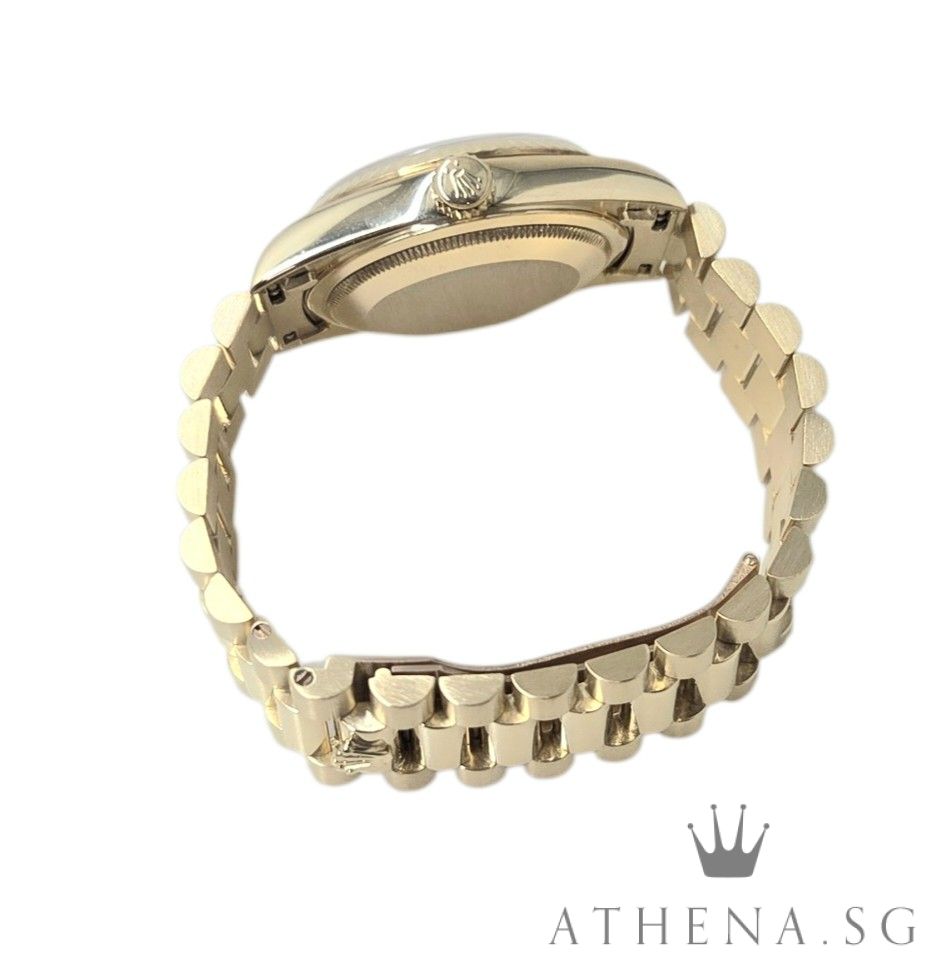 ROLEX 18K YELLOW GOLD OYSTER PERPETUAL DAY-DATE "R" SERIES "CHAMPAGNE DIAMOND DIAL" WITH CERT DATED (03/1991) 18238 - Image 3