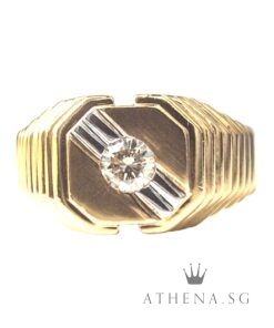 18K 2 TONE FANCY DIAMOND RING D1-0.30CT 6.20G [SIZE 22] [NETT $1,388.00]