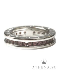 18K WG BVLGARI B.ZERO 1 TIER RING WITH RHODOLITE 7.93G (SIZE 49) [NETT $3,900.00]