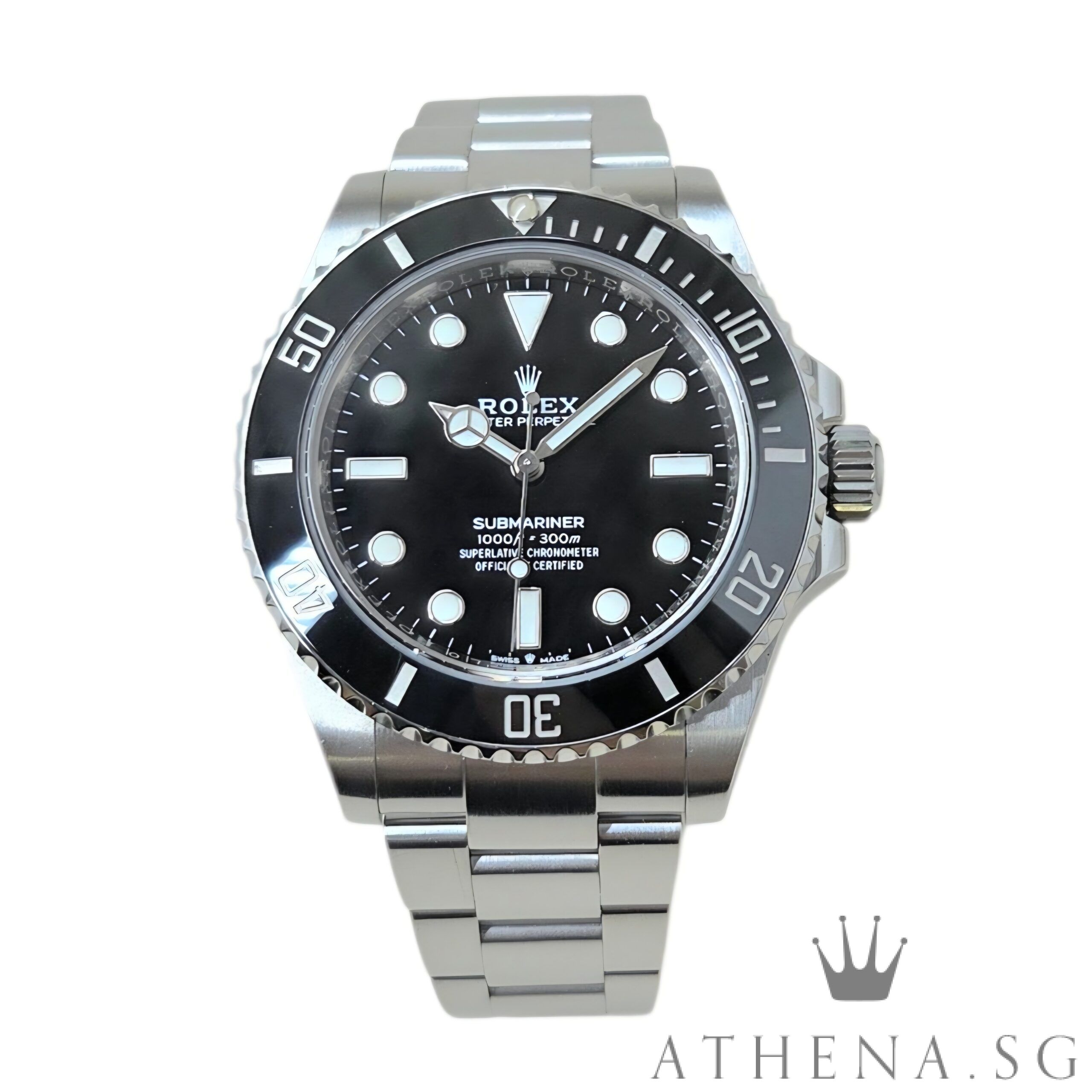 LIKE NEW!! UNPOLISHED!! ROLEX OYSTER PERPETUAL SUBMARINER NO-DATE CERAMIC 41MM "BLACK DIAL" WITH BOX & CERT DATED (01/2021) 124060LN