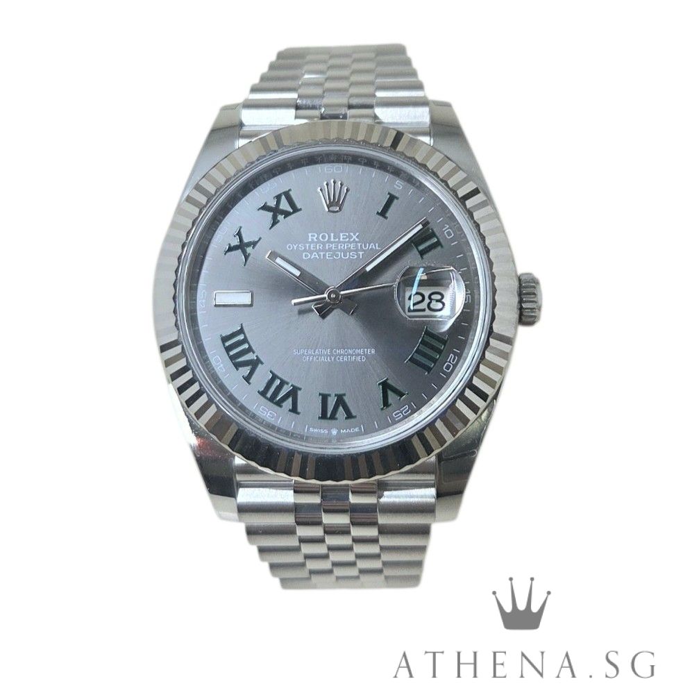 UNWORN!! ROLEX MENS OYSTER PERPETUAL DATEJUST 41 "AN" SERIES "WIMBLEDON DIAL" WITH BOX & CERT DATED (01/2026) (STILL UNDER AGENT WARRANTY) 126334