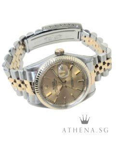 Alternative view of VINTAGE ROLEX "HALF-GOLD" MENS OYSTER PERPETUAL DATEJUST 36MM "CHAMPAGNE INDEX DIAL" 16013 (WITH ROLEX SERVICE RECEIPT DATED 04/2021)