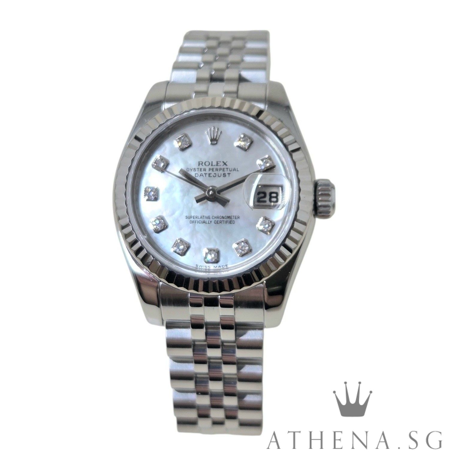 ROLEX LADIES OYSTER PERPETUAL DATEJUST 26MM "Z" SERIES "MOTHER OF PEARL DIAMOND DIAL " WITH CERT DATED (06/2007) 179174