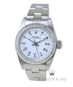 ROLEX OYSTER PERPETUAL LADIES 26 "U" SERIES "WHITE ROMAN DIAL" WITH BOX & CERT (UNDATED) 67230