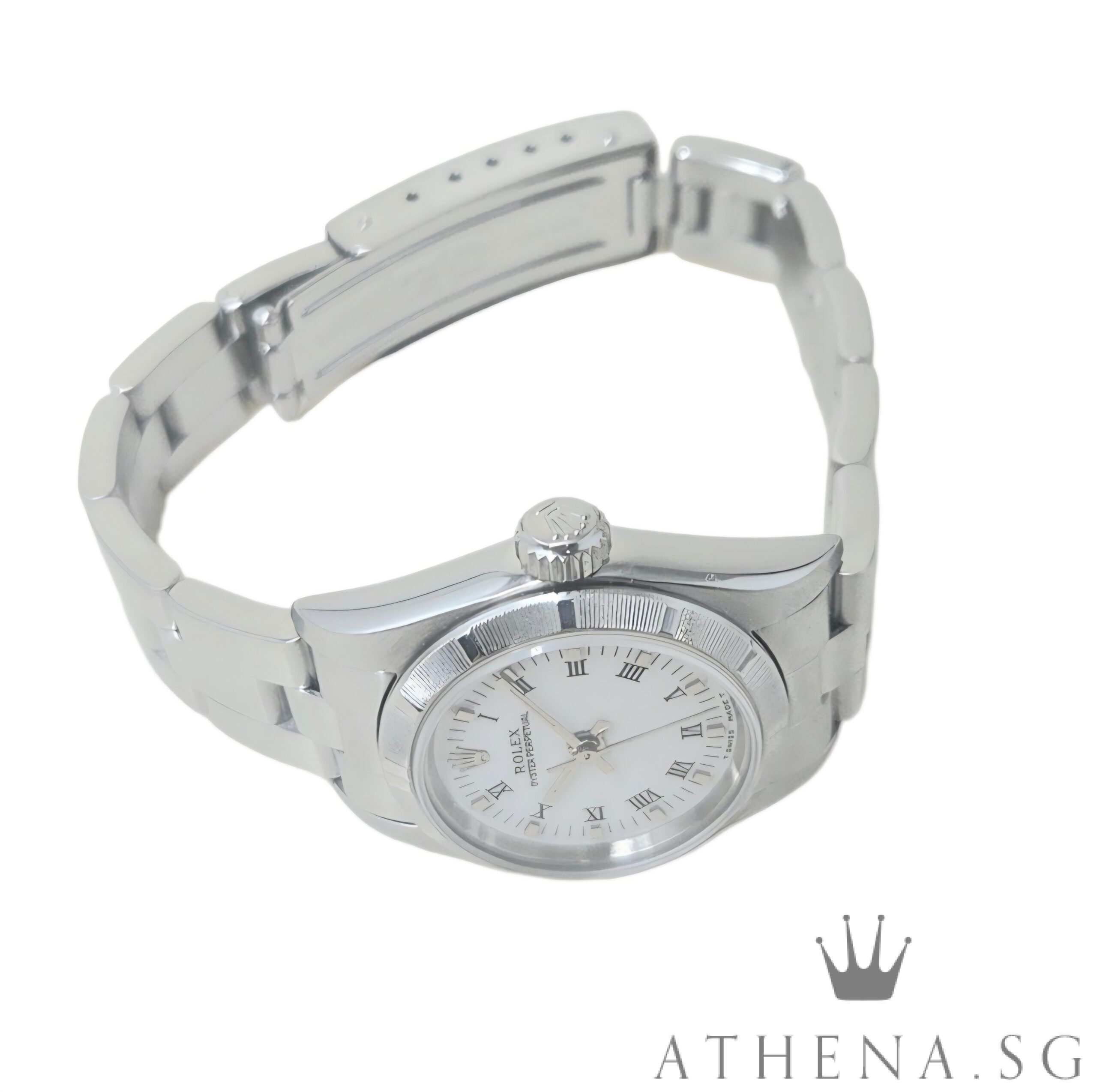 ROLEX OYSTER PERPETUAL LADIES 26 "U" SERIES "WHITE ROMAN DIAL" WITH BOX & CERT (UNDATED) 67230 - Image 2
