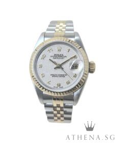 ROLEX 18K HALF YELLOW GOLD OYSTER PERPETUAL LADIES DATEJUST 26 "U" SERIES "CREAM JUBILEE DIAL" WITH BOX & CERT (UNDATED) 69173