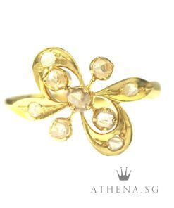 12K YG ANTIQUE DESIGN FLOWER INTAN RING 2.48G (SIZE 13.5) [NETT $580.00]