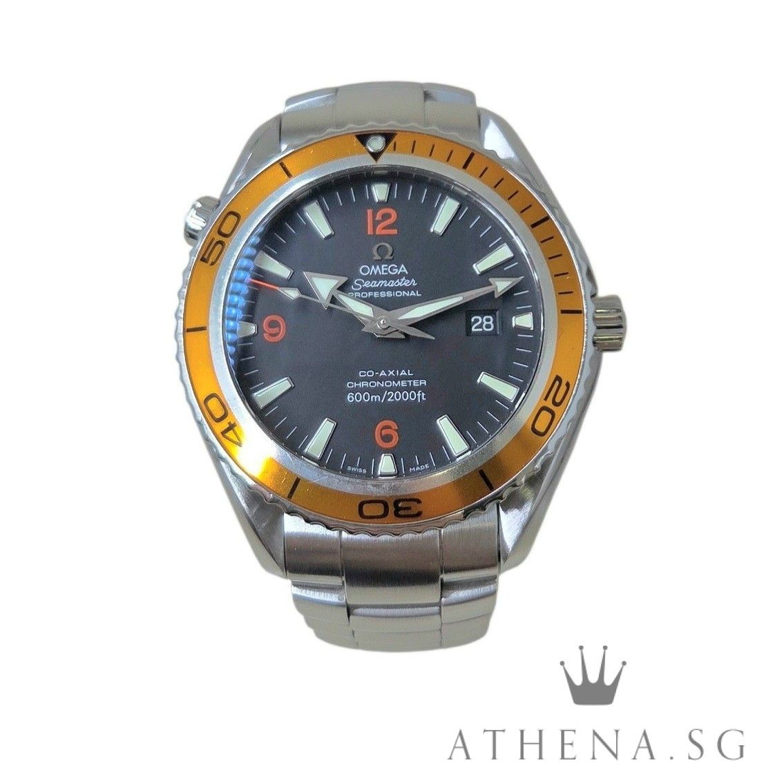OMEGA SEAMASTER PLANET OCEAN 45 CO-AXIAL AUTOMATIC "BLACK DIAL" WITH CERT DATED (06/2008) 2208.50.00