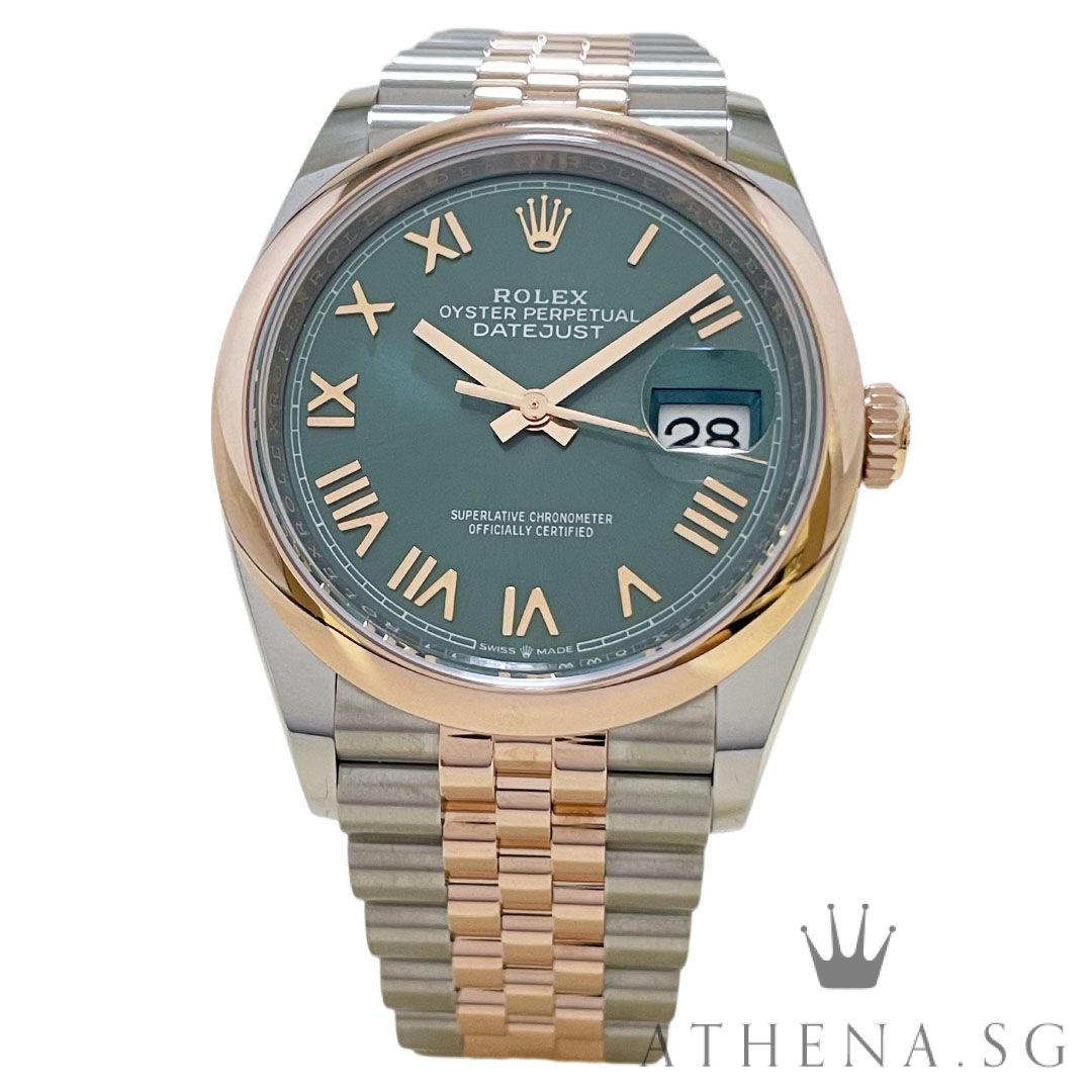 UNWORN!! ROLEX EVEROSE ROLESOR OYSTER PERPETUAL DATEJUST 36 "AN" SERIES "MINT GREEN ROMAN DIAL" WITH BOX & CERT DATED (06/2026) (STILL UNDER AGENT WARRANTY) 126201