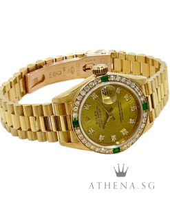 Alternative view of ROLEX 18K YELLOW GOLD OYSTER PERPETUAL LADIES DATEJUST 26MM "E" SERIES "CHAMPAGNE DIAMOND DIAL" WITH BOX & CERT DATED (01/1994) 69078