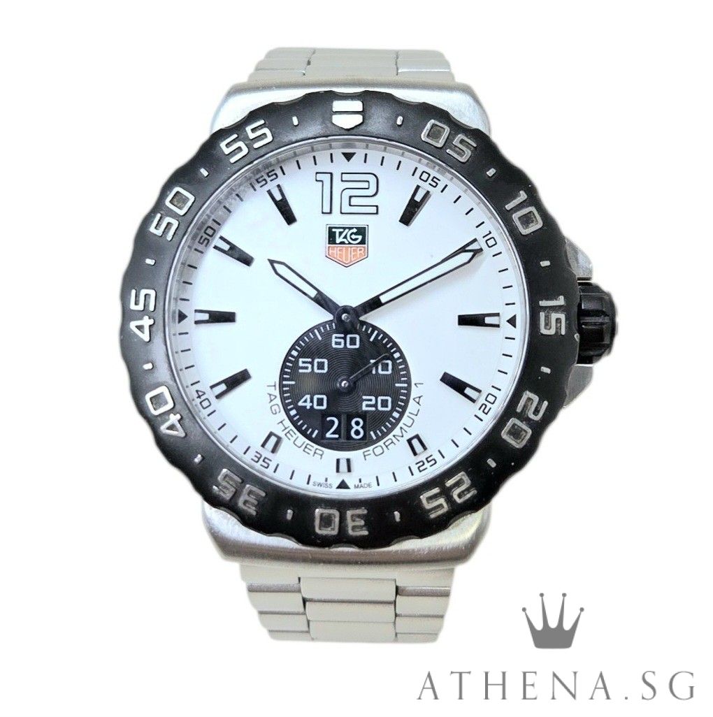 TAG HEUER FORMULA 1 GRANDE DATE 42MM MENS QUARTZ "WHITE DIAL" WITH CERT AND POUCH DATED (02/2021) WAU1111.BA0858