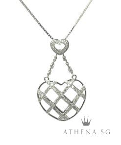 18K WG HEART SHAPE DESIGN DIAMOND NECKLACE D86-0.39CTS 4.60G [NETT $888.00]