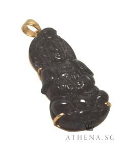 Alternative view of 916 YG GUAN YIN DESIGN NEPHRITES PENDANT 12.30G [WITH CERT] [NETT $798.00]