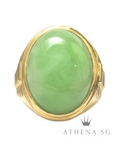 916 YG OVAL SHAPE DESIGN JADE RING 28.27G (SIZE 21.5) [NETT $4,588.00]
