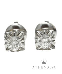 18K WG SOLITAIRE DIAMOND EARSTUD D2-0.37CTS 1.84G [NETT $798.00]