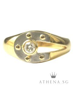 18K 2 TONE GOLD MA AN DESIGN DIAMOND RING D1-0.10CTS 4.28G (SIZE 14) [NETT $988.00]