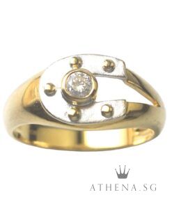 Alternative view of 18K 2 TONE GOLD MA AN DESIGN DIAMOND RING D1-0.10CTS 4.28G (SIZE 14) [NETT $988.00]