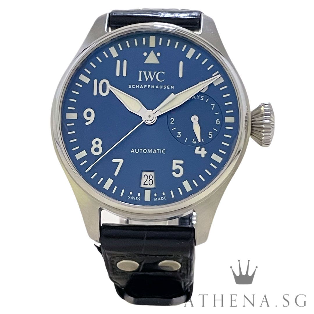 IWC LE PETIT PRINCE BIG PILOT AUTOMATIC 46MM "MIDNIGHT BLUE ARABIC NUMERAL DIAL" WITH BOX & CERT DATED (10/2016) REF IW500916
