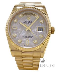 ROLEX 18K YELLOW GOLD OYSTER PERPETUAL DAY-DATE 36MM "M" SERIES "METEORITE DIAMOND DIAL" WITH BOX & CERT DATED (02/2008) 118238