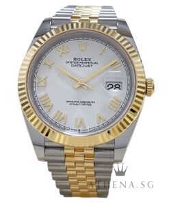 UNWORN!! ROLEX YELLOW ROLESOR OYSTER PERPETUAL DATEJUST 41MM "AN" SERIES "WHITE ROMAN DIAL" WITH BOX & CERT DATED (06/2026) (STILL UNDER AGENT WARRANTY) 126333