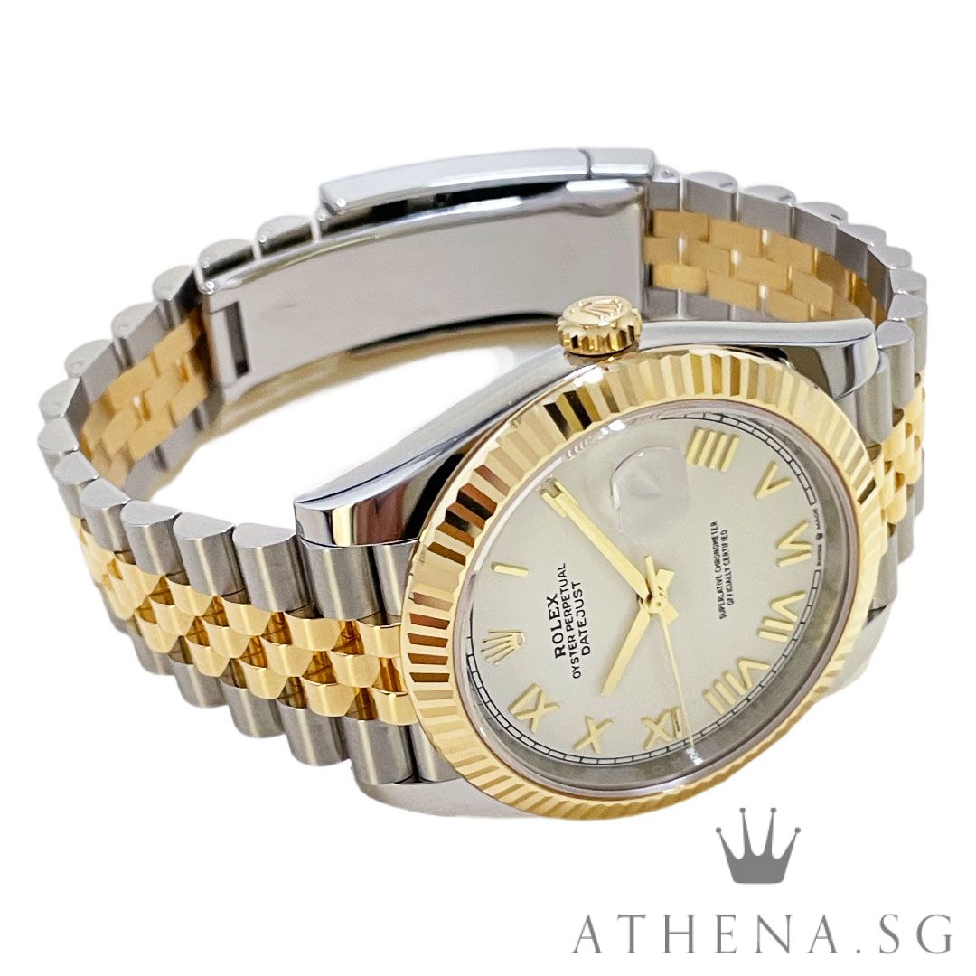 UNWORN!! ROLEX YELLOW ROLESOR OYSTER PERPETUAL DATEJUST 41MM "AN" SERIES "WHITE ROMAN DIAL" WITH BOX & CERT DATED (06/2026) (STILL UNDER AGENT WARRANTY) 126333 - Image 2