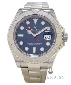 ROLEX ROLESIUM OYSTER PERPETUAL DATE YACHT MASTER 40MM "AN" SERIES "BRIGHT BLUE DIAL" WITH BOX & CERT DATED (05/2022) (STILL UNDER AGENT WARRANTY) 126622