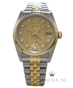 ROLEX 18K HALF YELLOW GOLD OYSTER PERPETUAL MID SIZE DATEJUST 31MM "W" SERIES "CHAMPAGNE COMP DIAMOND DIAL" (WATCH ONLY) 68273