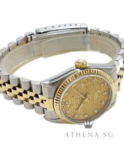 Alternative view of ROLEX 18K HALF YELLOW GOLD OYSTER PERPETUAL MID SIZE DATEJUST 31MM "W" SERIES "CHAMPAGNE COMP DIAMOND DIAL" (WATCH ONLY) 68273