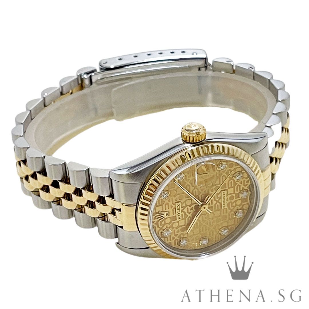 ROLEX 18K HALF YELLOW GOLD OYSTER PERPETUAL MID SIZE DATEJUST 31MM "W" SERIES "CHAMPAGNE COMP DIAMOND DIAL" (WATCH ONLY) 68273 - Image 2