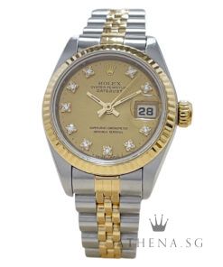 ROLEX 18K HALF YELLOW GOLD OYSTER PERPETUAL LADIES SIZE DATEJUST 26MM “S” SERIES “CHAMPAGNE DIAMOND DIAL” (WATCH ONLY) 69173