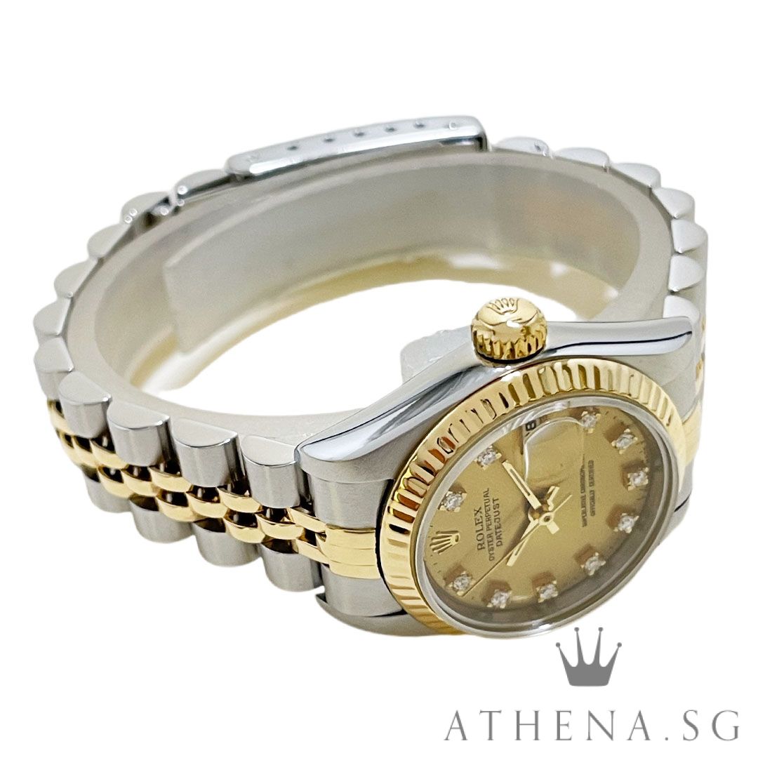 ROLEX 18K HALF YELLOW GOLD OYSTER PERPETUAL LADIES SIZE DATEJUST 26MM “S” SERIES “CHAMPAGNE DIAMOND DIAL” (WATCH ONLY) 69173 - Image 2