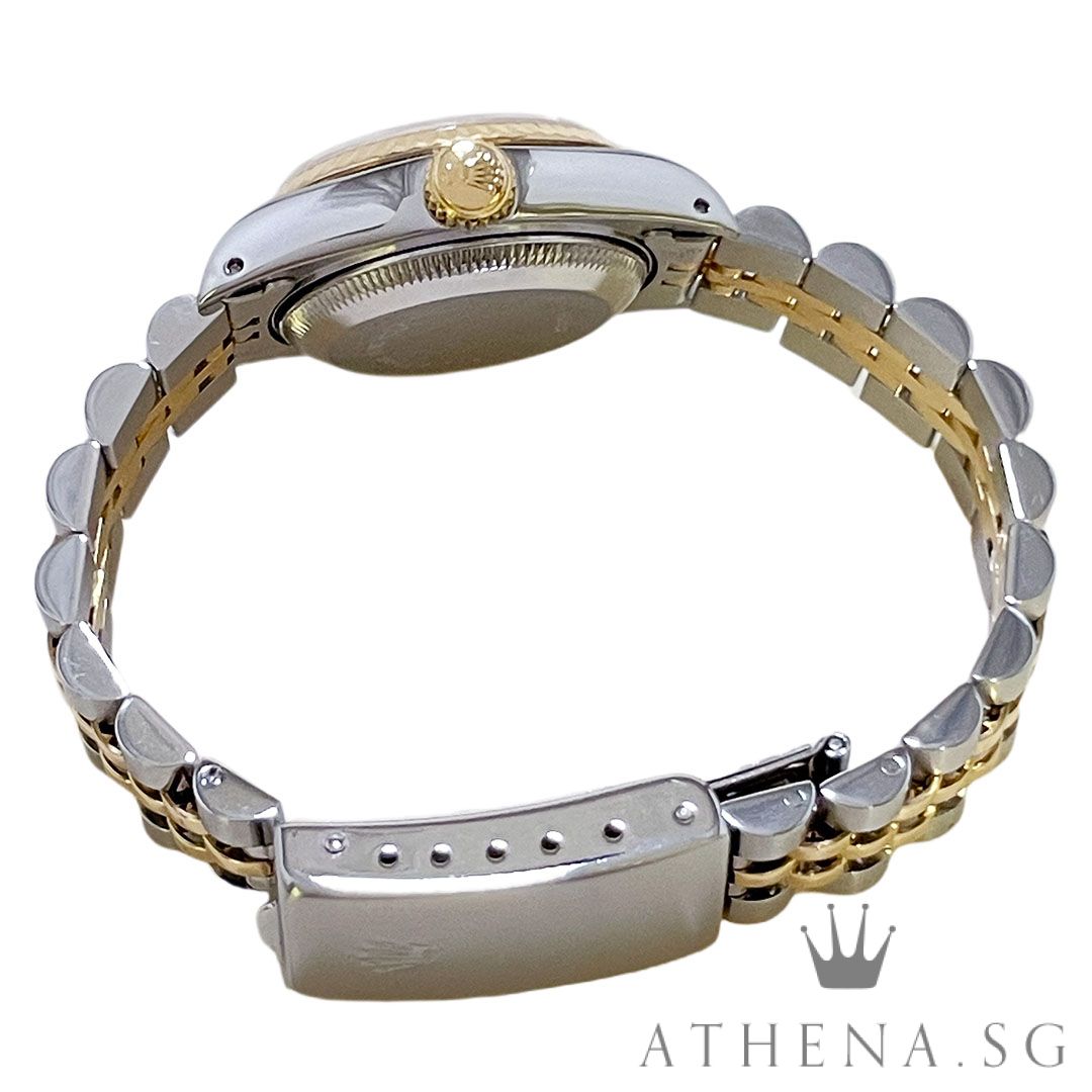 ROLEX 18K HALF YELLOW GOLD OYSTER PERPETUAL LADIES SIZE DATEJUST 26MM “R” SERIES “CREAM ROMAN DIAL” (WATCH ONLY) 69173 - Image 3
