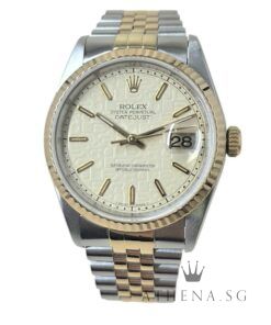 ROLEX 18K HALF GOLD OYSTER PERPETUAL DATEJUST 36 "T" SERIES "CREAM JUBILEE INDEX DIAL" 16233 (WATCH ONLY)