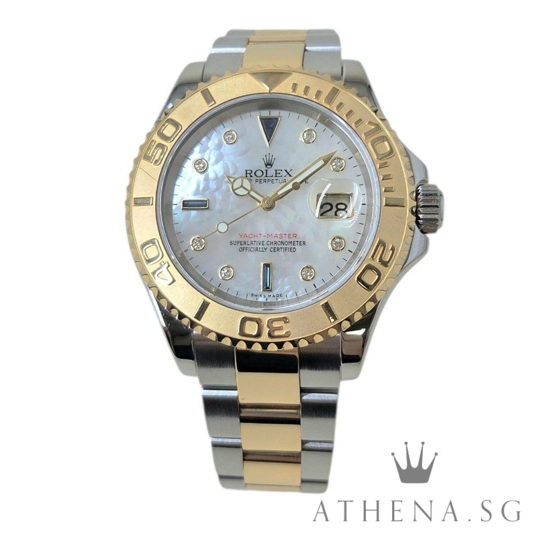 ROLEX 18K YELLOW GOLD ROLESOR MENS OYSTER PERPETUAL DATE YACHT MASTER "Z" SERIES "MOTHER OF PEARL DIAL" WITH BOX & CERT DATED (03/2008) 16623