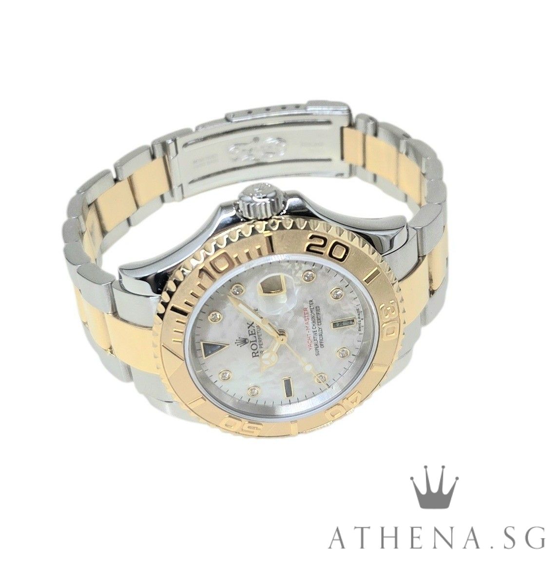 ROLEX 18K YELLOW GOLD ROLESOR MENS OYSTER PERPETUAL DATE YACHT MASTER "Z" SERIES "MOTHER OF PEARL DIAL" WITH BOX & CERT DATED (03/2008) 16623 - Image 2