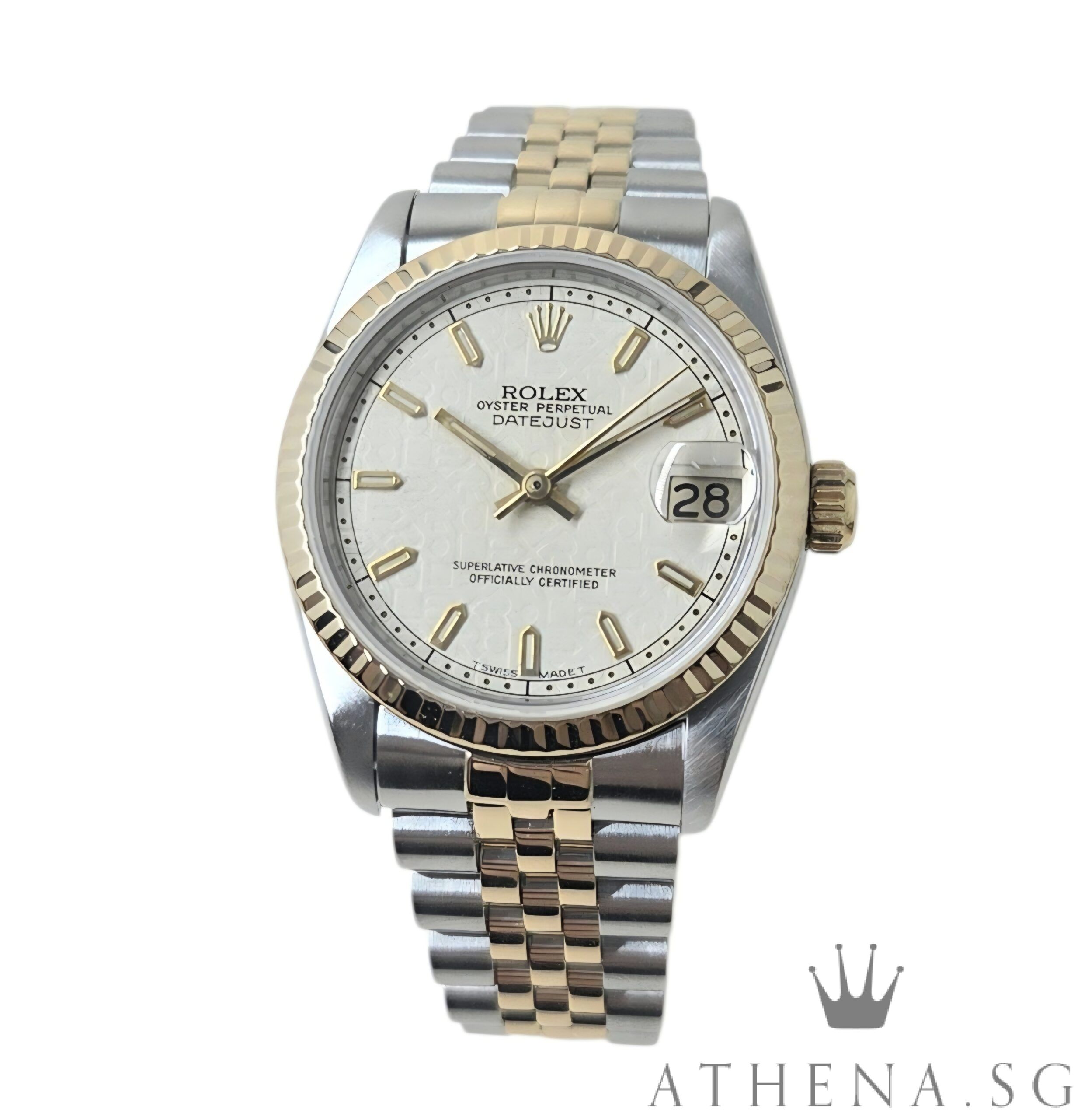 ROLEX 18K HALF YELLOW GOLD OYSTER PERPETUAL MID SIZE DATEJUST 31MM “S” SERIES “CREAM JUBILEE INDEX DIAL” 68273 (WATCH ONLY)
