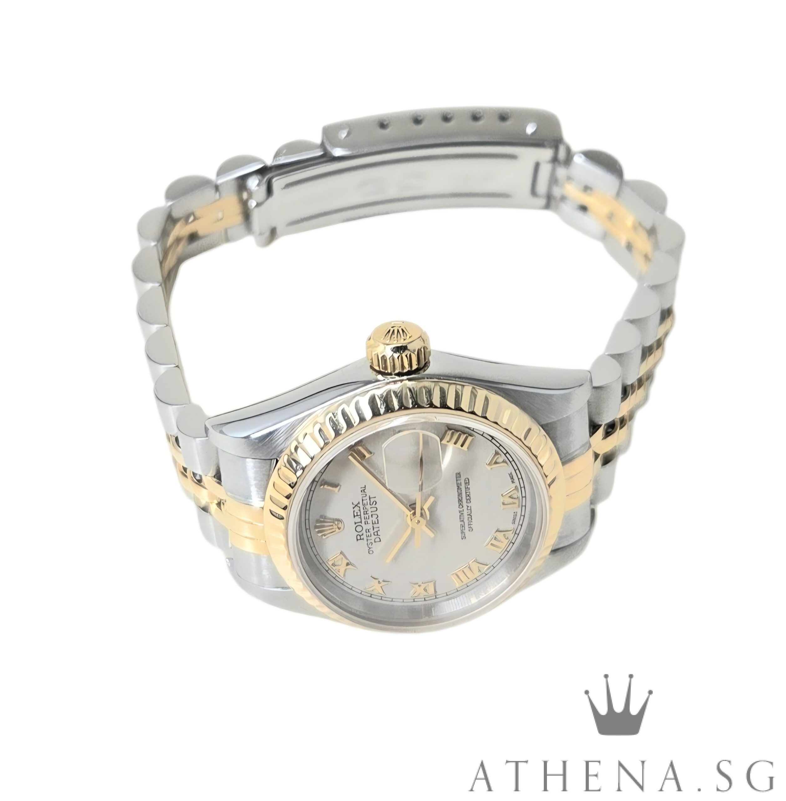 ROLEX 18K HALF YELLOW GOLD OYSTER PERPETUAL LADIES DATEJUST 26 "T" SERIES "CREAM PYRAMID ROMAN DIAL" 69173 (WATCH ONLY) - Image 2