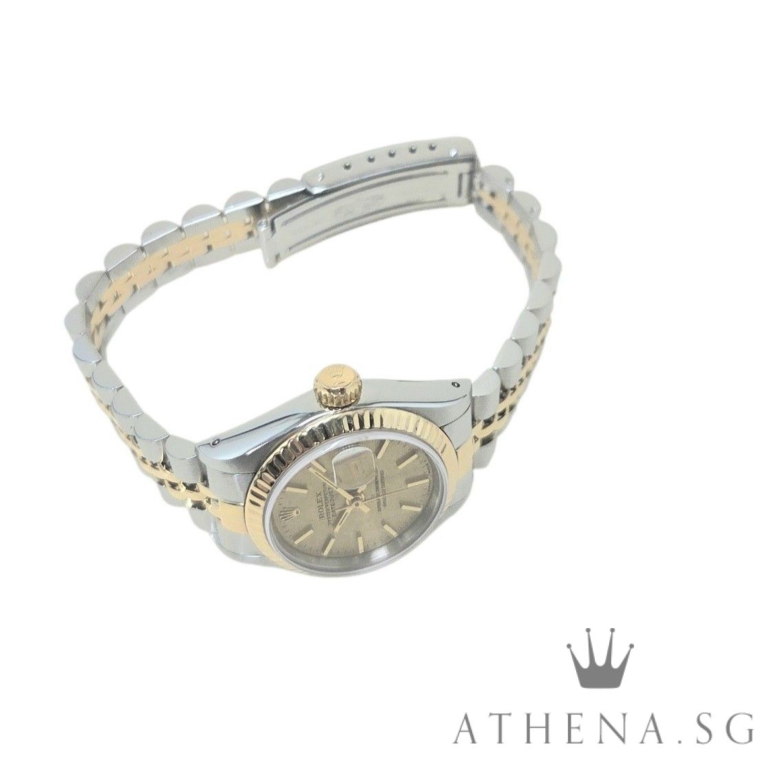 ROLEX 18K HALF YELLOW GOLD OYSTER PERPETUAL LADIES SIZE DATEJUST 26MM “E” SERIES “CHAMPAGNE INDEX DIAL” 69173 (WATCH ONLY) - Image 2