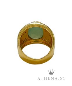 Alternative view of 916 YG JADE RING WITH DIAMOND D60-0.30CTS 13.45G (SIZE 17) (WITH CERT)