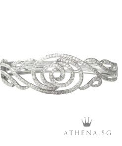 18K WG FANCY DESIGN DIAMOND BANGLE D219-2.20CTS 21.97G [SIZE: 7.5N"/19CM] [NETT $3,988.00]