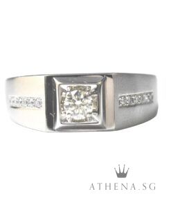 18K WG DIAMOND RING D1-0.16CTS D12-0.06CTS 5.04G (SIZE 19) [NETT $1,188.00]