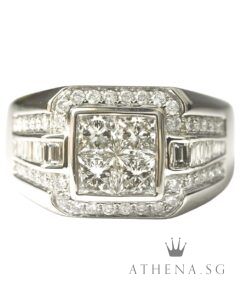 18K WG DIAMOND RING PD4-0.80CTS D40-0.40CTS TD12-0.24CTS 9.46G (SIZE 24) [NETT $2,888.00]