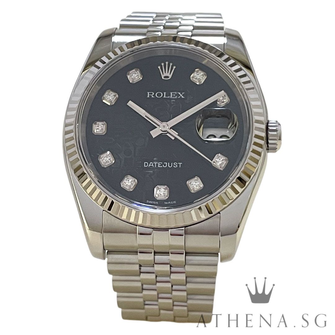 ROLEX OYSTER PERPETUAL DATEJUST 36MM "D" SERIES "BLACK COMPUTER DIAMOND DIAL" (WATCH ONLY) 116234