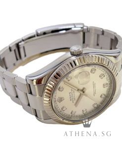 Alternative view of ROLEX MENS OYSTER PERPETUAL DATEJUST 41MM "AN" SERIES "SILVER DIAMOND DIAL" (WATCH ONLY) 116334