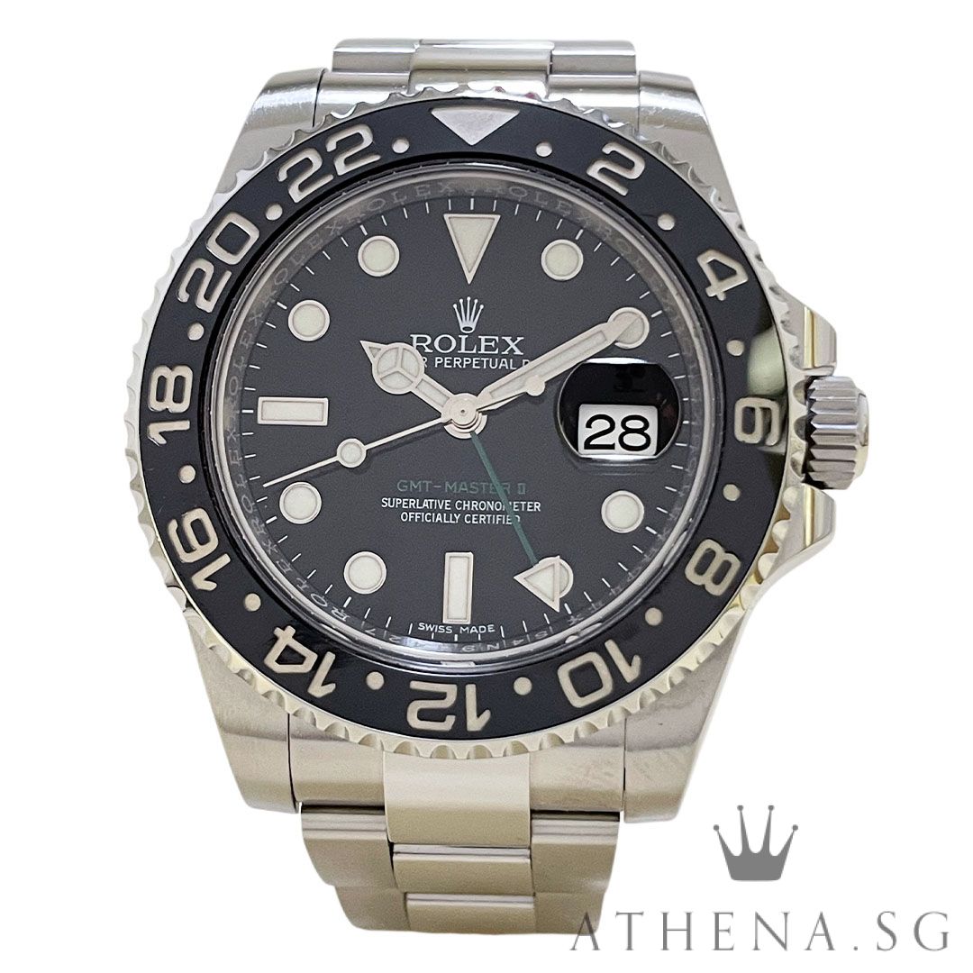 ROLEX OYSTER PERPETUAL DATE GMT MASTER II CERAMIC "AN" SERIES WITH BOX & CERT DATED (06/2016) 116710LN
